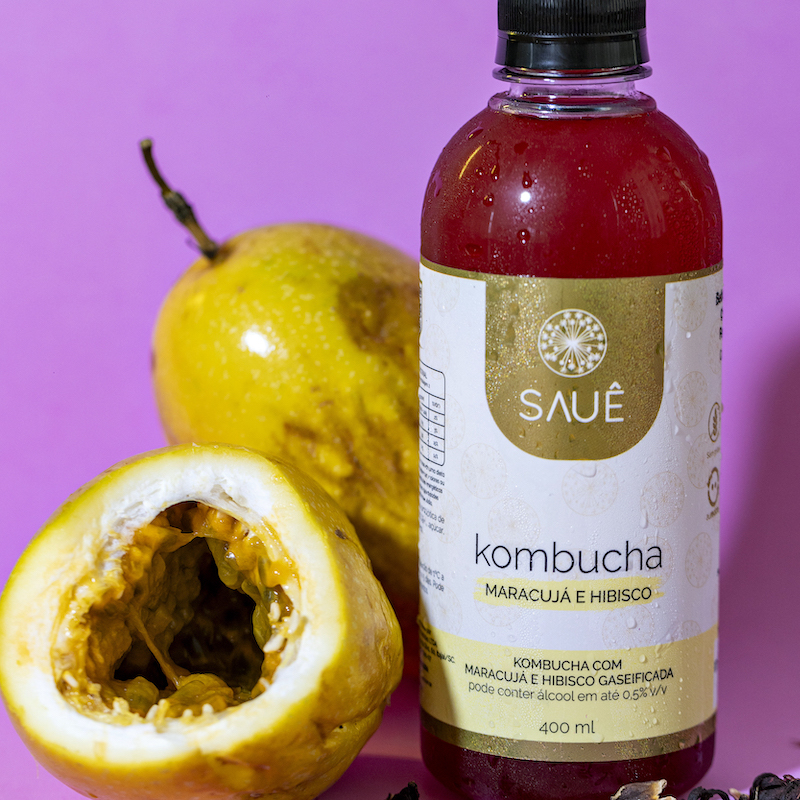 Sauê Kombucha de Maracujá e Hibisco