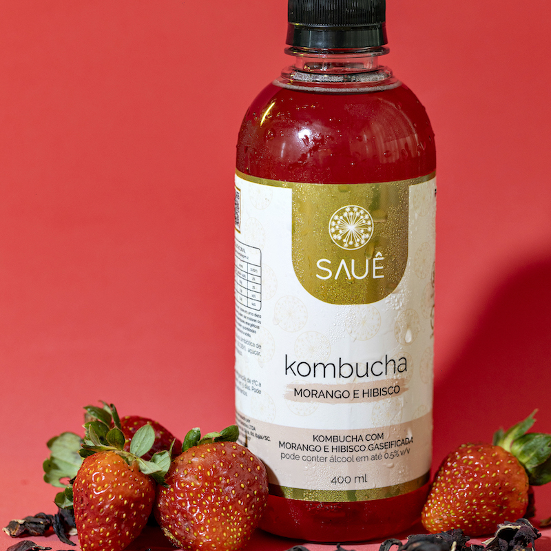 Sauê Kombucha de Morango e Hibisco